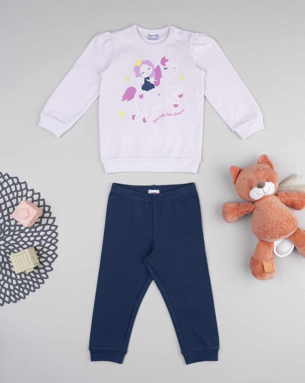 βρεφική πιτζάμα λιλά/μπλε με μονόκερο για κορίτσι