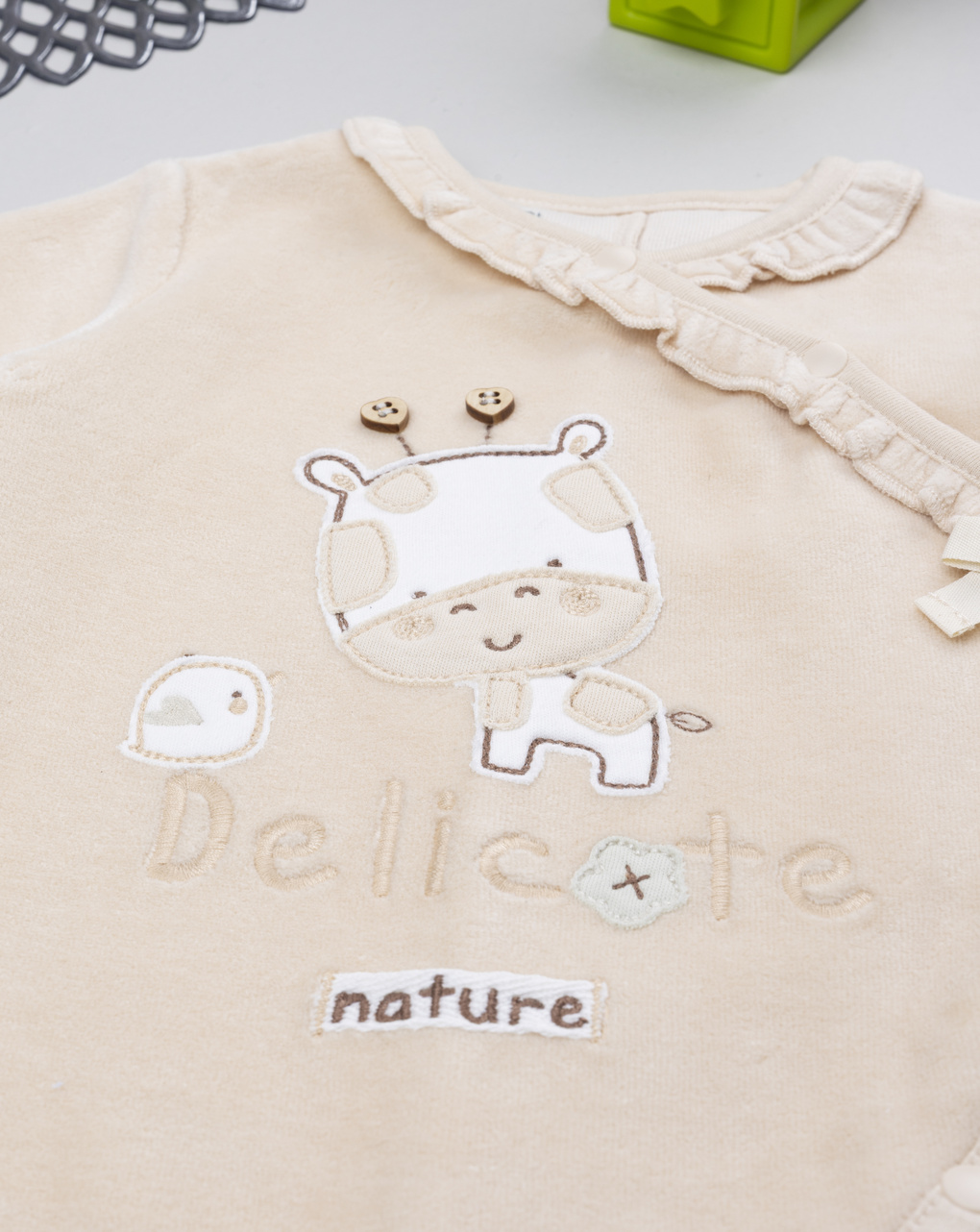 βρεφικό φορμάκι μπεζ σενίλ nature για κορίτσι - Prénatal
