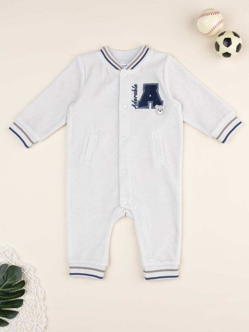 βρεφικό φορμάκι βελουτέ μπεζ adorable για αγόρι - Prénatal