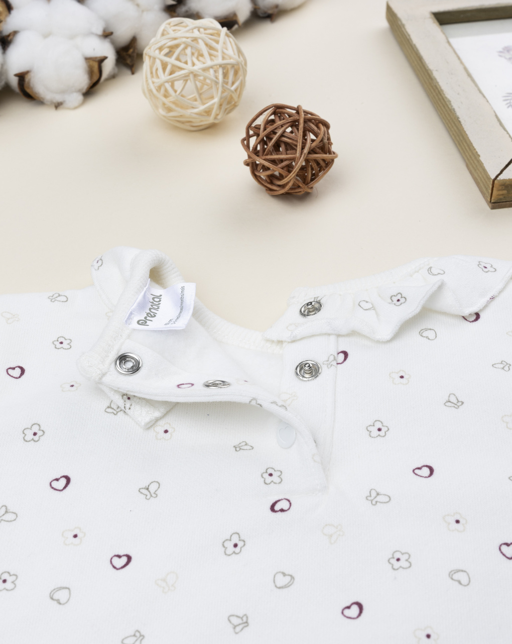 βρεφική μπλούζα φούτερ λευκή με καρδούλες για κορίτσι - Prénatal
