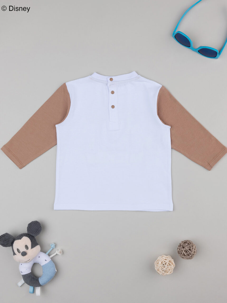 βρεφική μπλούζα λευκή/καφέ mickey για αγόρι - Prénatal