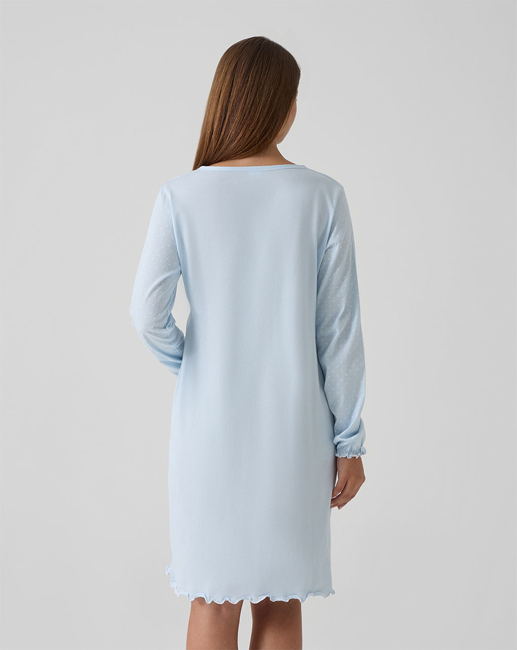 γυναικείο νυχτικό εγκυμοσύνης/θηλασμού γαλάζιο πουά - Prénatal