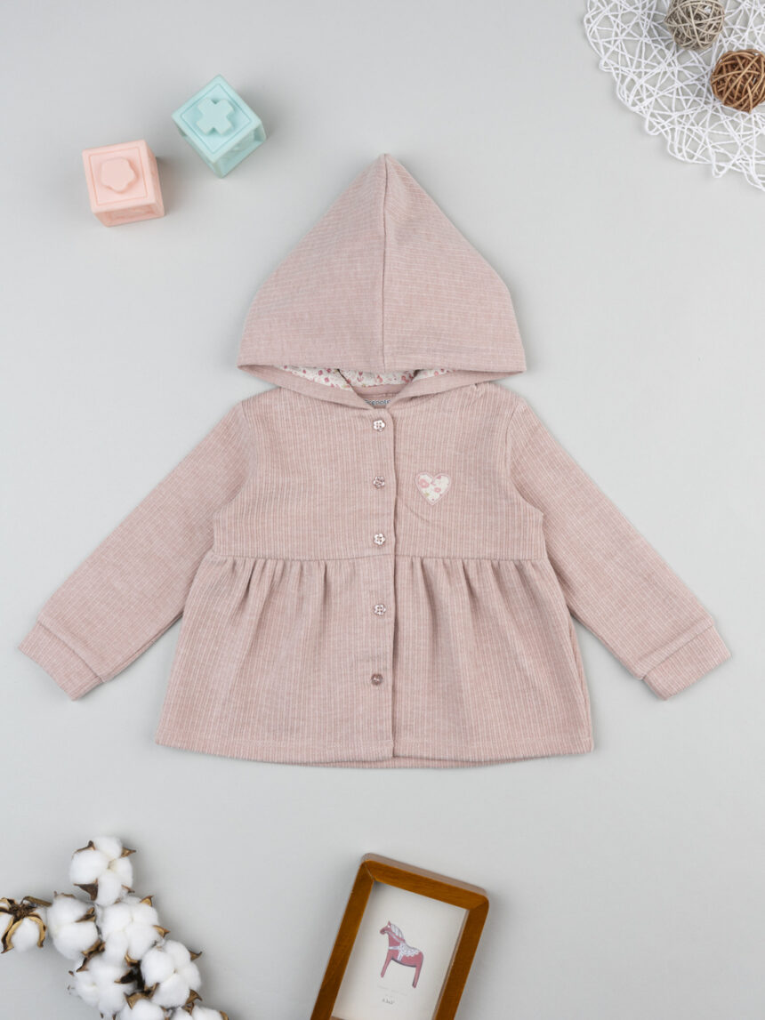 βρεφική ζακέτα ροζ με καρδούλα για κορίτσι - Prénatal