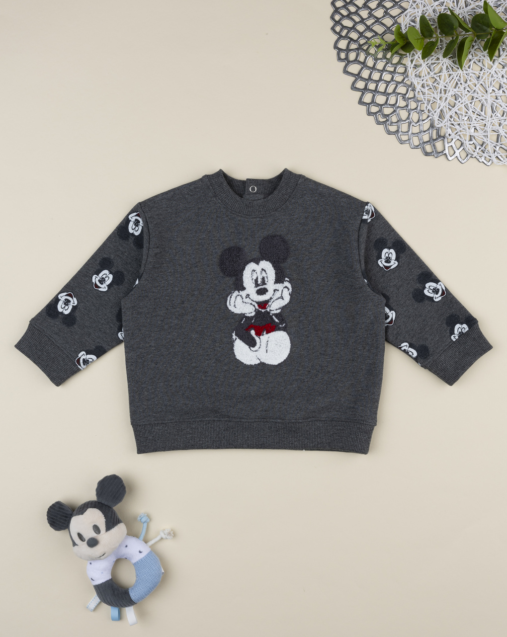 βρεφική μπλούζα φούτερ γκρι mickey για αγόρι