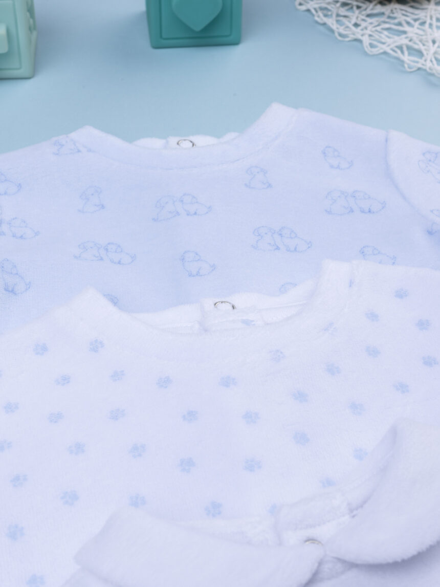 βρεφικά φορμάκια σενίλ με σκυλάκια πακέτο x3 για αγόρι - Prénatal