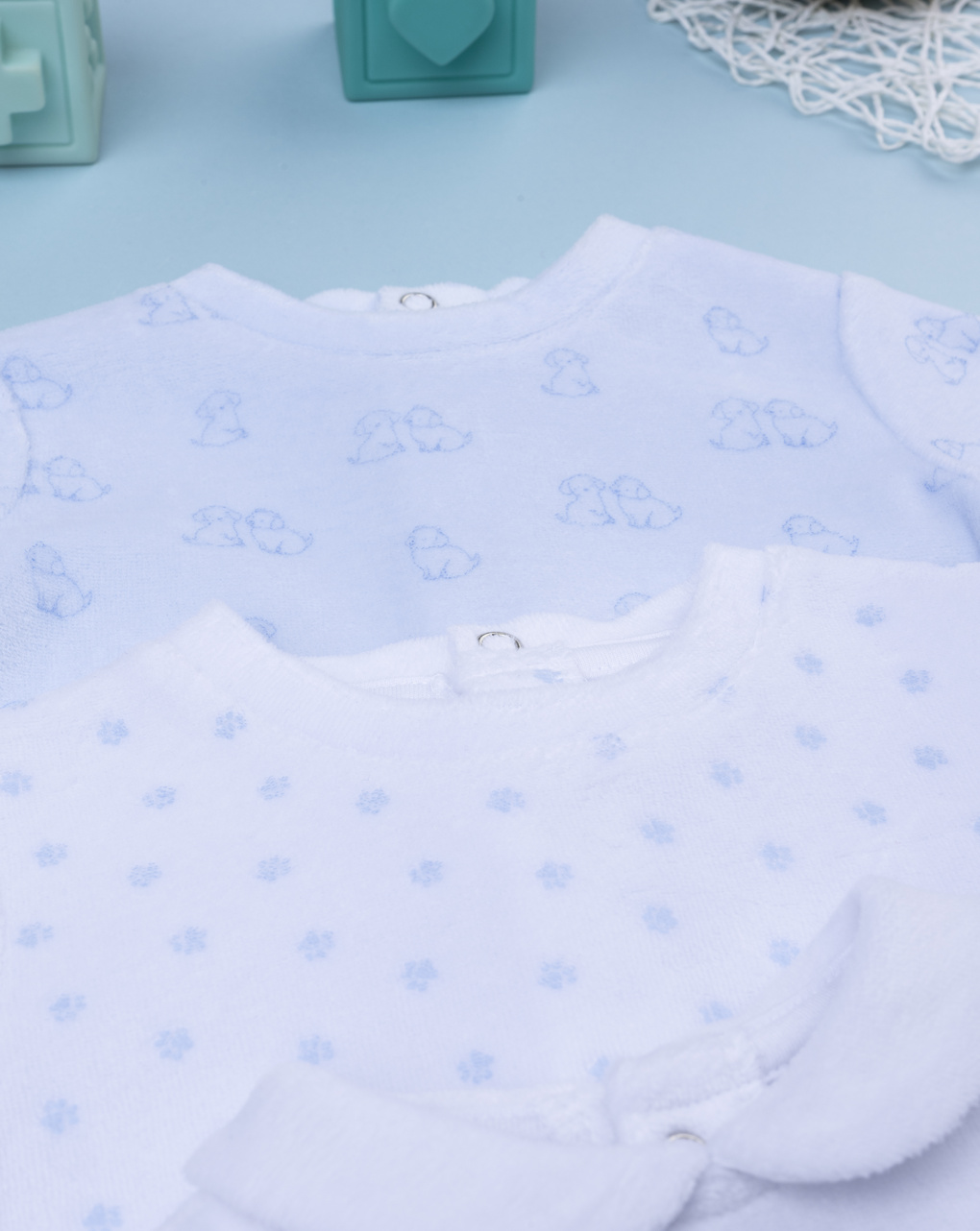 βρεφικά φορμάκια σενίλ με σκυλάκια πακέτο x3 για αγόρι - Prénatal