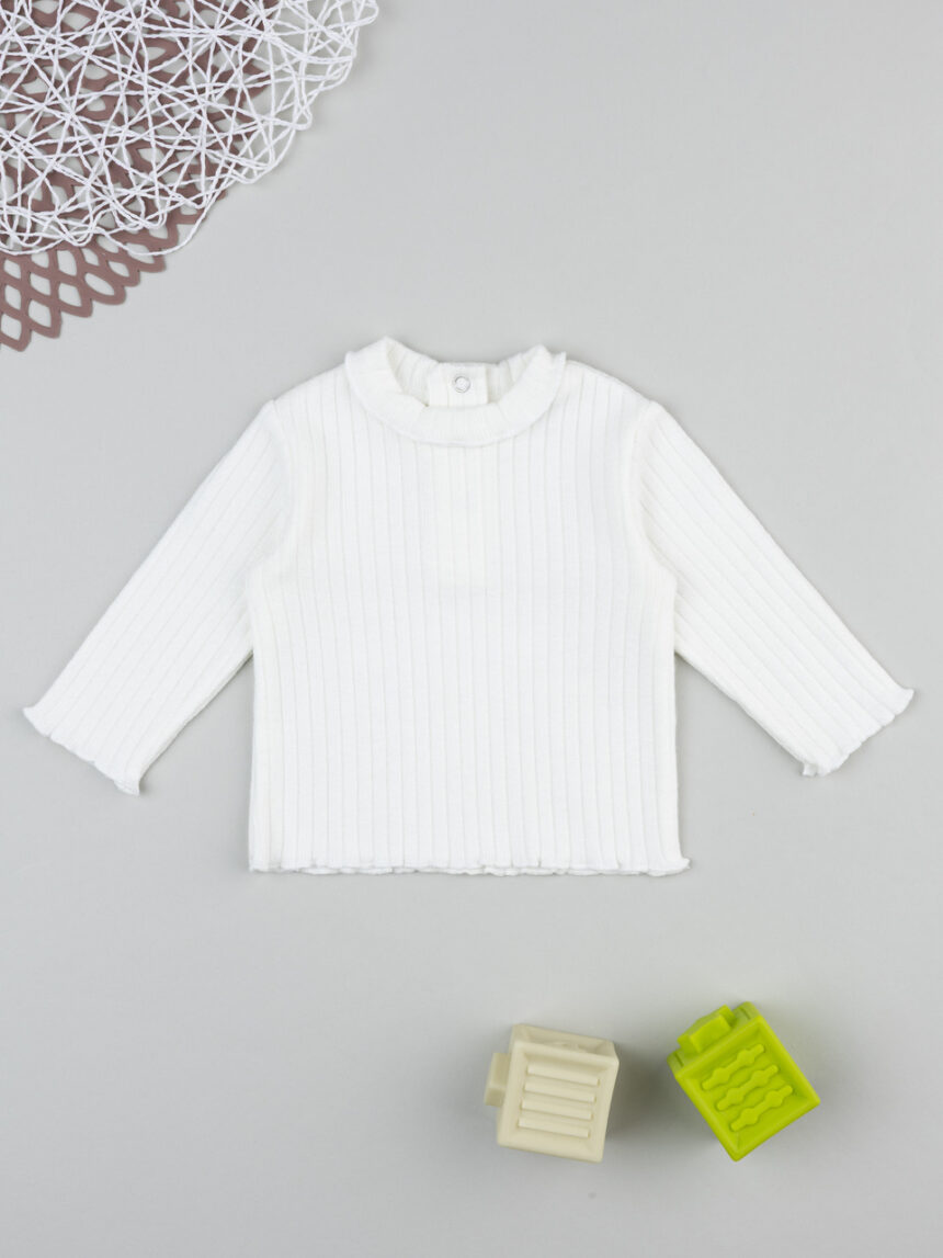 βρεφική μπλούζα λευκή ριμπ για κορίτσι - Prénatal