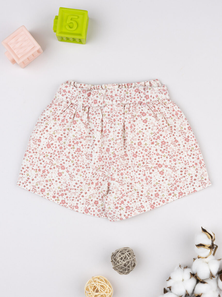 βρεφικό σορτσάκι λευκό φλοράλ για κορίτσι - Prénatal