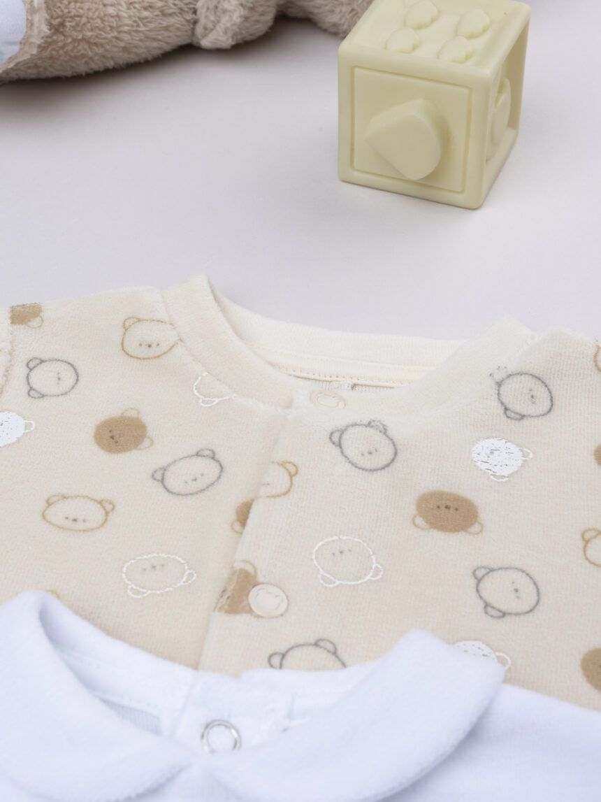 βρεφικά φορμάκια σενίλ με αρκουδάκια πακέτο x2 για αγόρι - Prénatal