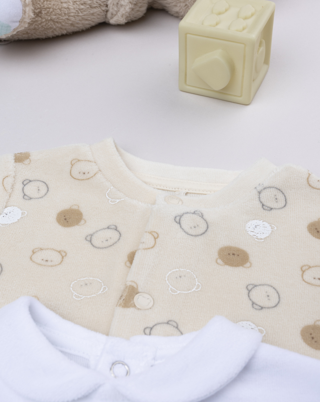 βρεφικά φορμάκια σενίλ με αρκουδάκια πακέτο x2 για αγόρι - Prénatal