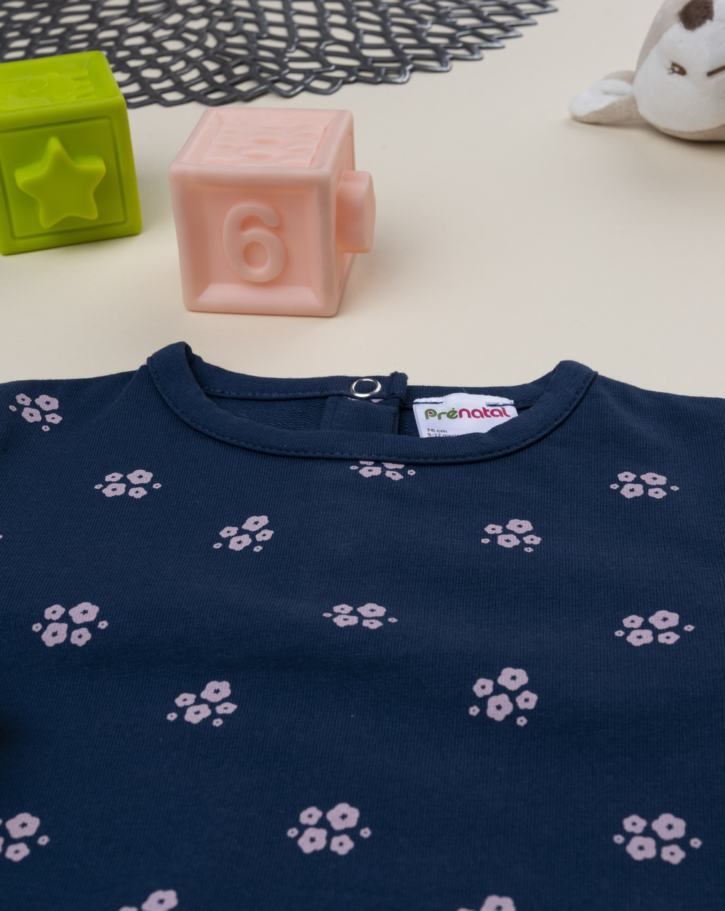 βρεφική μπλούζα φούτερ μπλε με λουλούδια για κορίτσι - Prénatal