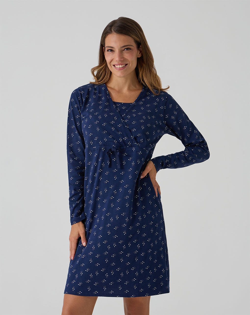 γυναικείο νυχτικό εγκυμοσύνης/θηλασμού μπλε φλοράλ - Prénatal