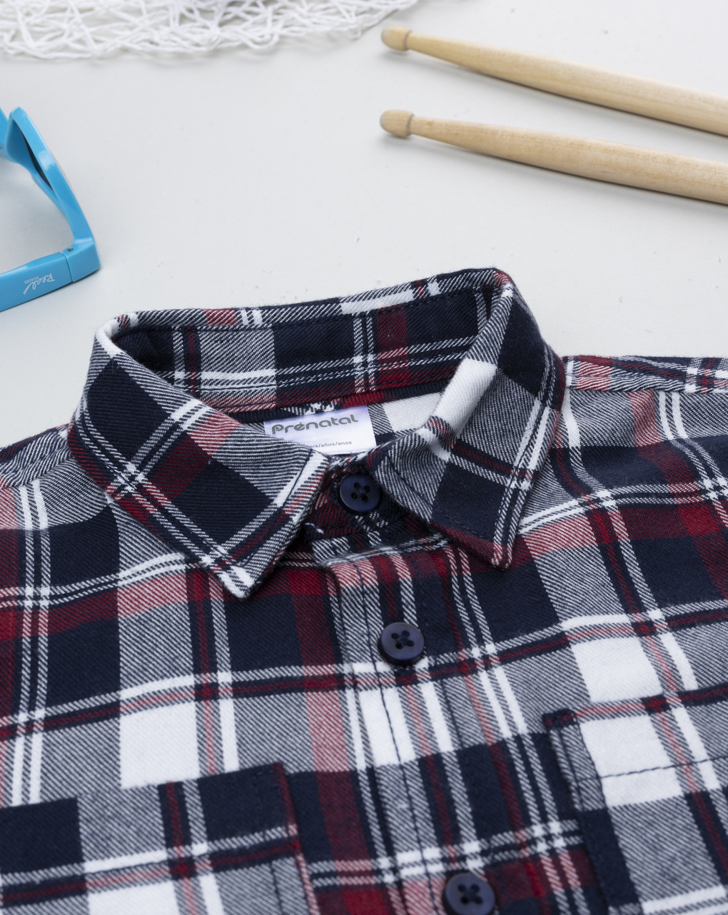 παιδικό πουκάμισο καρό μπλε/κόκκινο για αγόρι - Prénatal