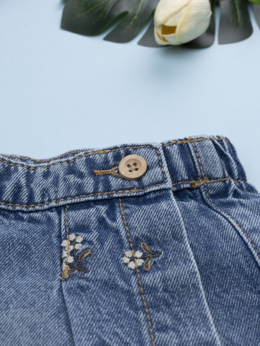 βρεφικό τζιν σορτσάκι-φούστα flowers για κορίτσι - Prénatal