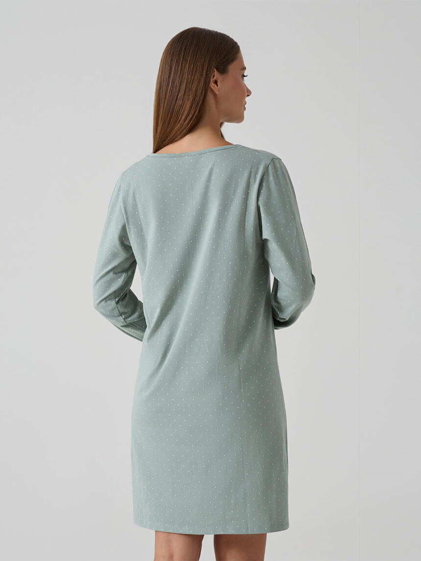 γυναικείο νυχτικό εγκυμοσύνης/θηλασμού πράσινο πουά - Prénatal