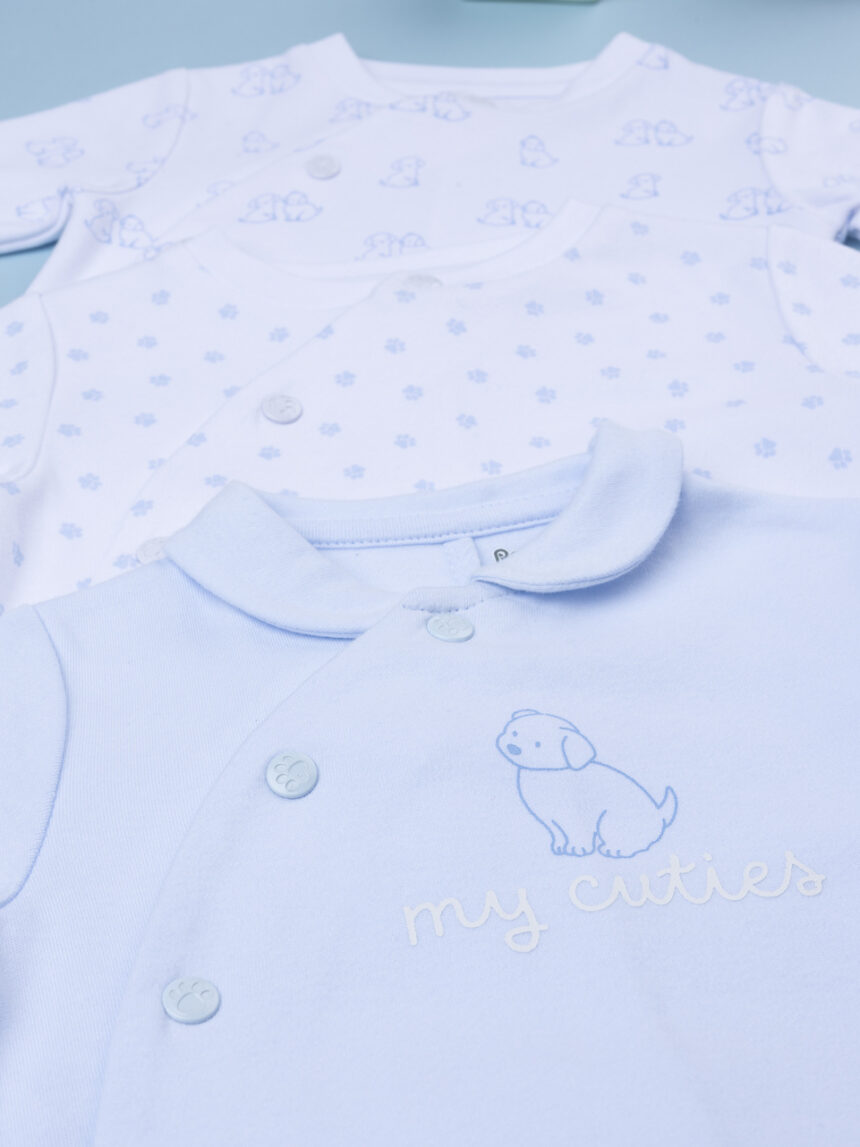 βρεφικά φορμάκια βαμβακερά με σκυλάκια πακέτο x3 για αγόρι - Prénatal