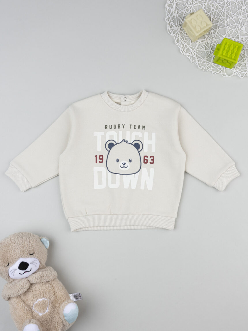 βρεφική μπλούζα φούτερ κρεμ rugby team για αγόρι - Prénatal