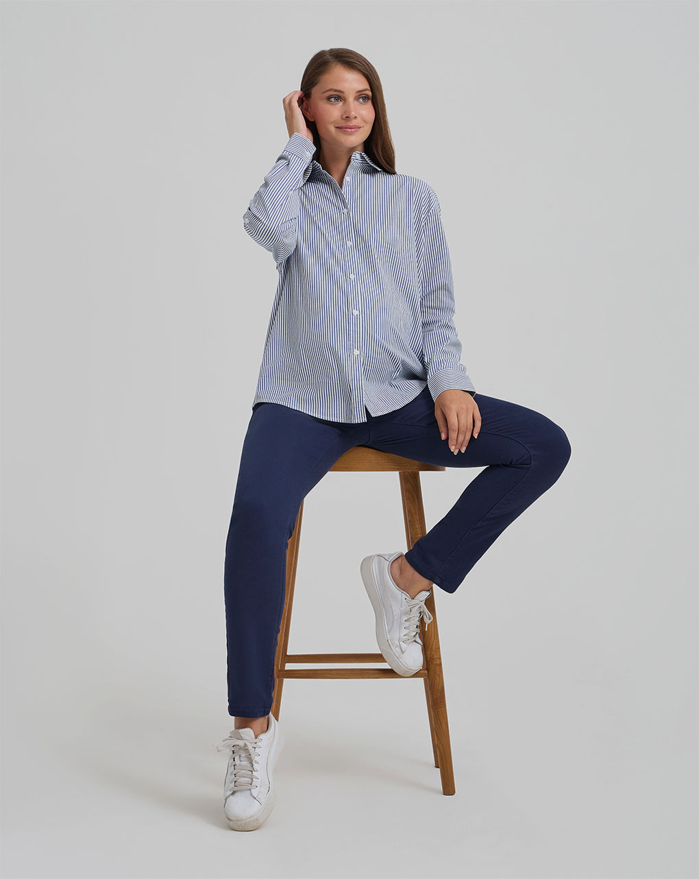 γυναικείο πουκάμισο εγκυμοσύνης/θηλασμού ριγέ μπλε/λευκό