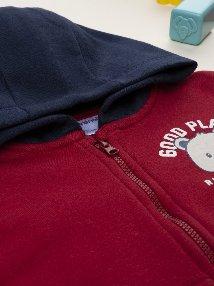 βρεφική ζακέτα φούτερ κόκκινη good player για αγόρι - Prénatal