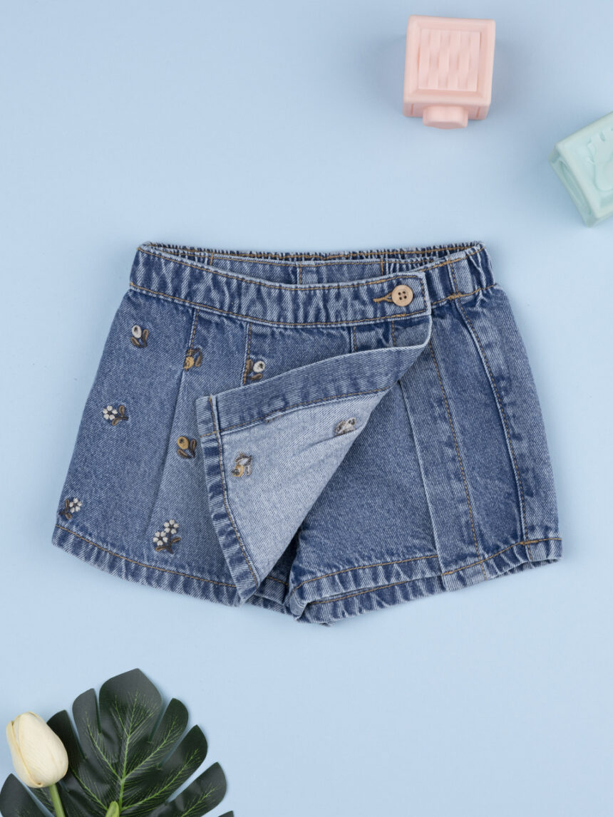 βρεφικό τζιν σορτσάκι-φούστα flowers για κορίτσι - Prénatal