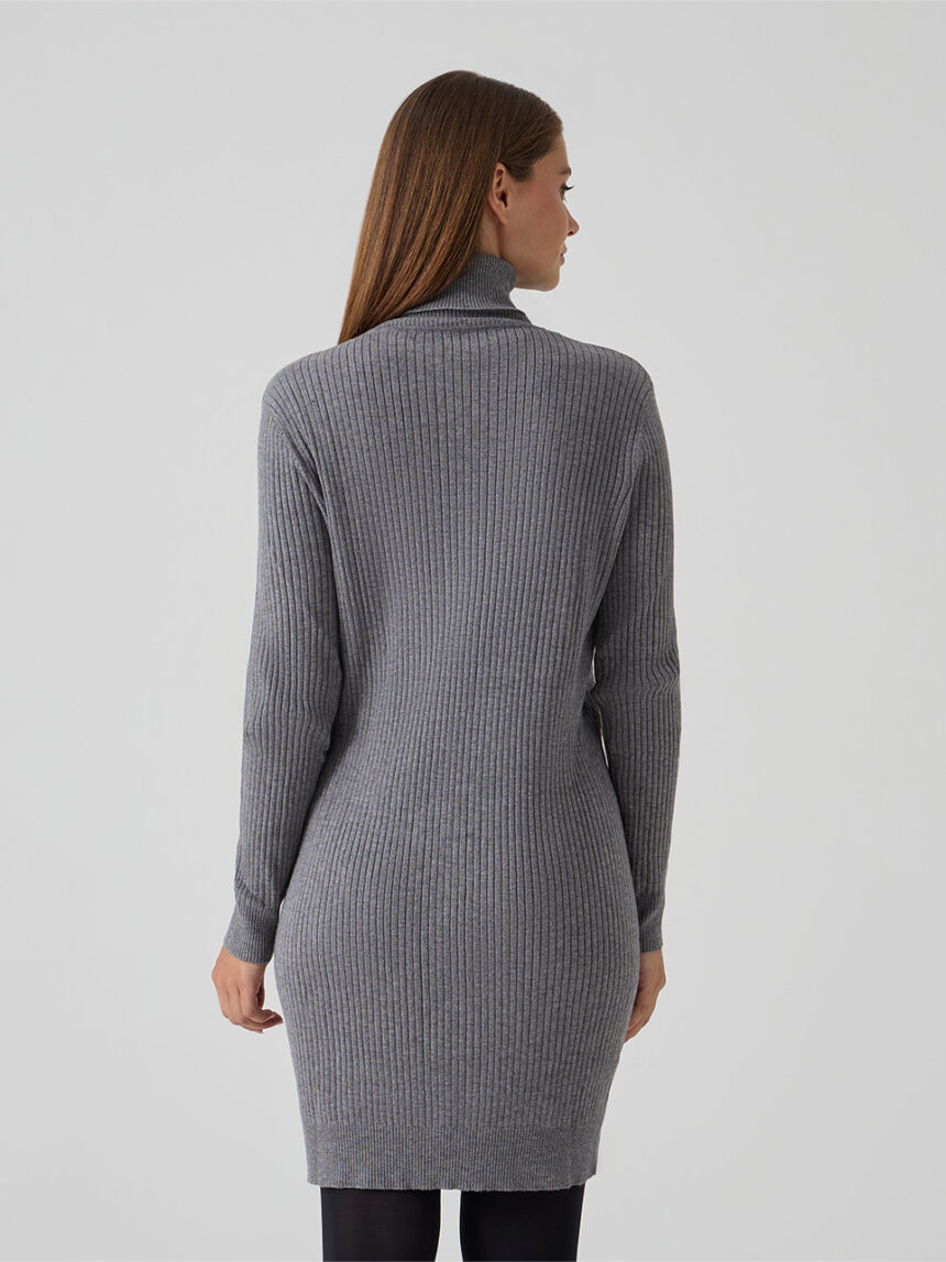 γυναικείο φόρεμα πλεκτό εγκυμοσύνης/θηλασμού γκρι - Prénatal