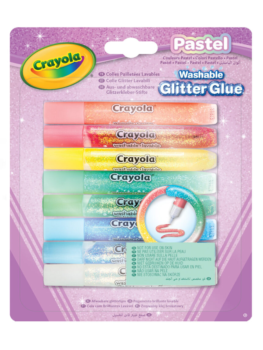 Crayola σετ πλενόμενη κόλλα με γκλίτερ 8τμχ pastel - Crayola