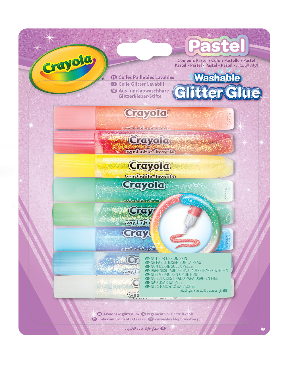 Crayola σετ πλενόμενη κόλλα με γκλίτερ 8τμχ pastel - Crayola