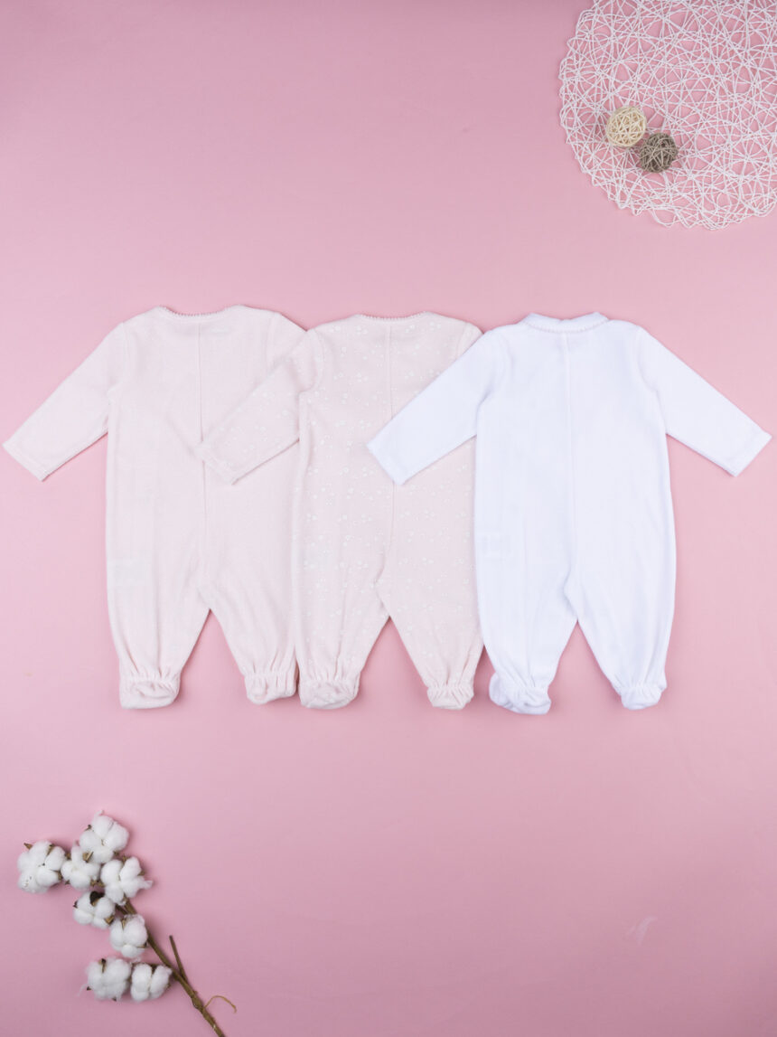 βρεφικά φορμάκια σενίλ με λαγουδάκια πακέτο x3 για κορίτσι - Prénatal