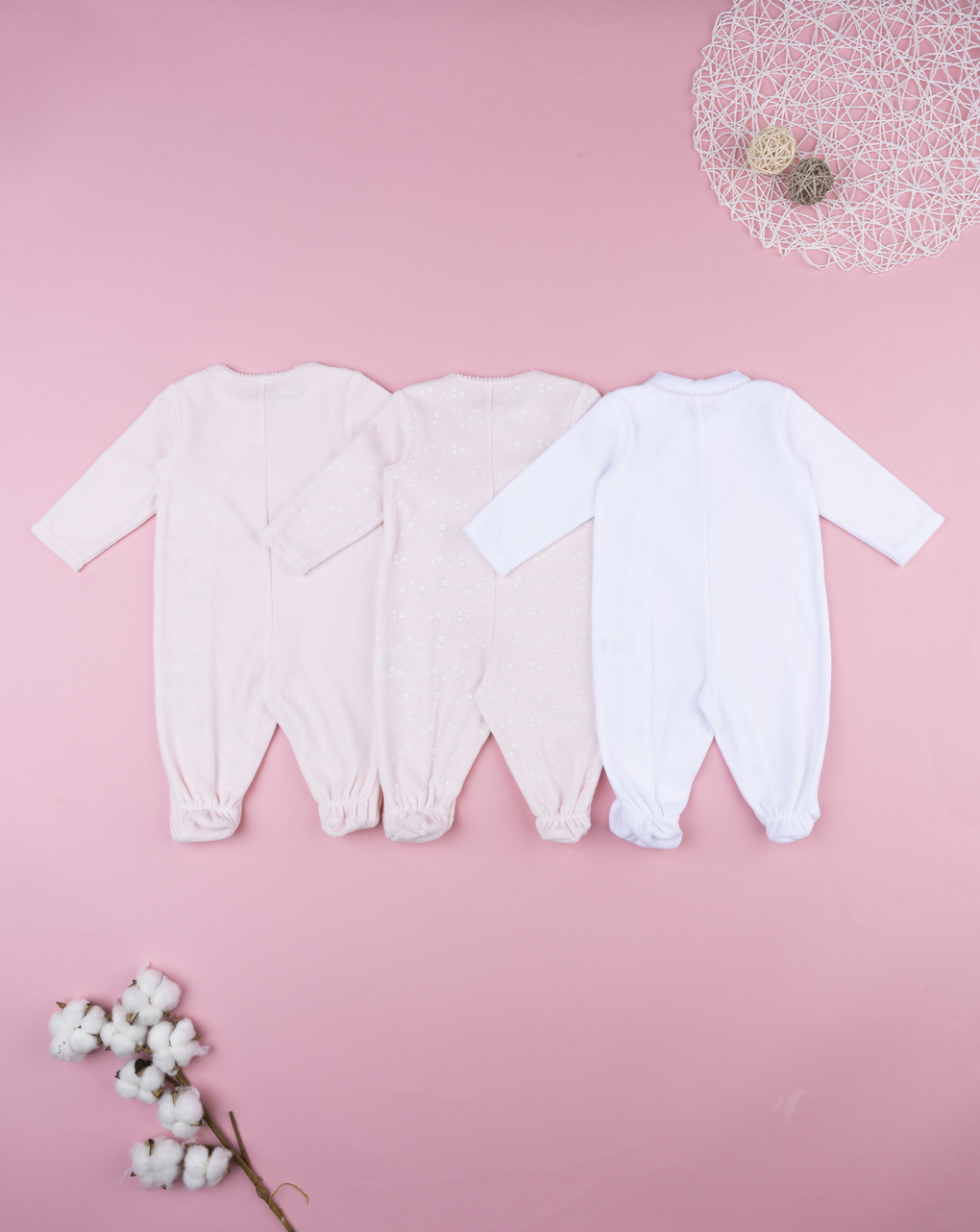 βρεφικά φορμάκια σενίλ με λαγουδάκια πακέτο x3 για κορίτσι - Prénatal