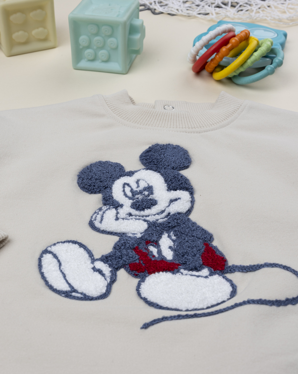 βρεφική μπλούζα φούτερ μπεζ mickey για αγόρι - Prénatal