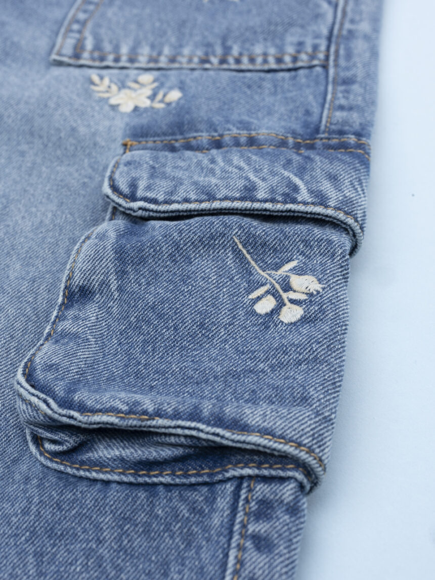 παιδικό τζιν παντελόνι cargo flowers για κορίτσι - Prénatal