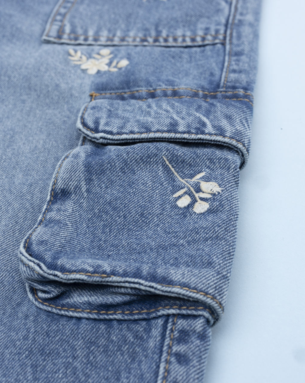 παιδικό τζιν παντελόνι cargo flowers για κορίτσι - Prénatal
