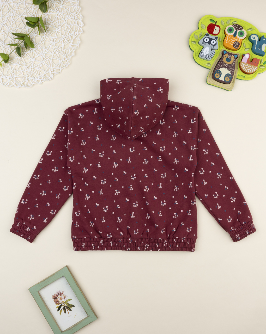 παιδική ζακέτα φούτερ μπορντώ φλοράλ για κορίτσι - Prénatal