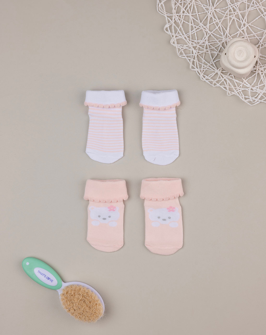 βρεφικά καλτσάκια ροζ/λευκά για κορίτσι