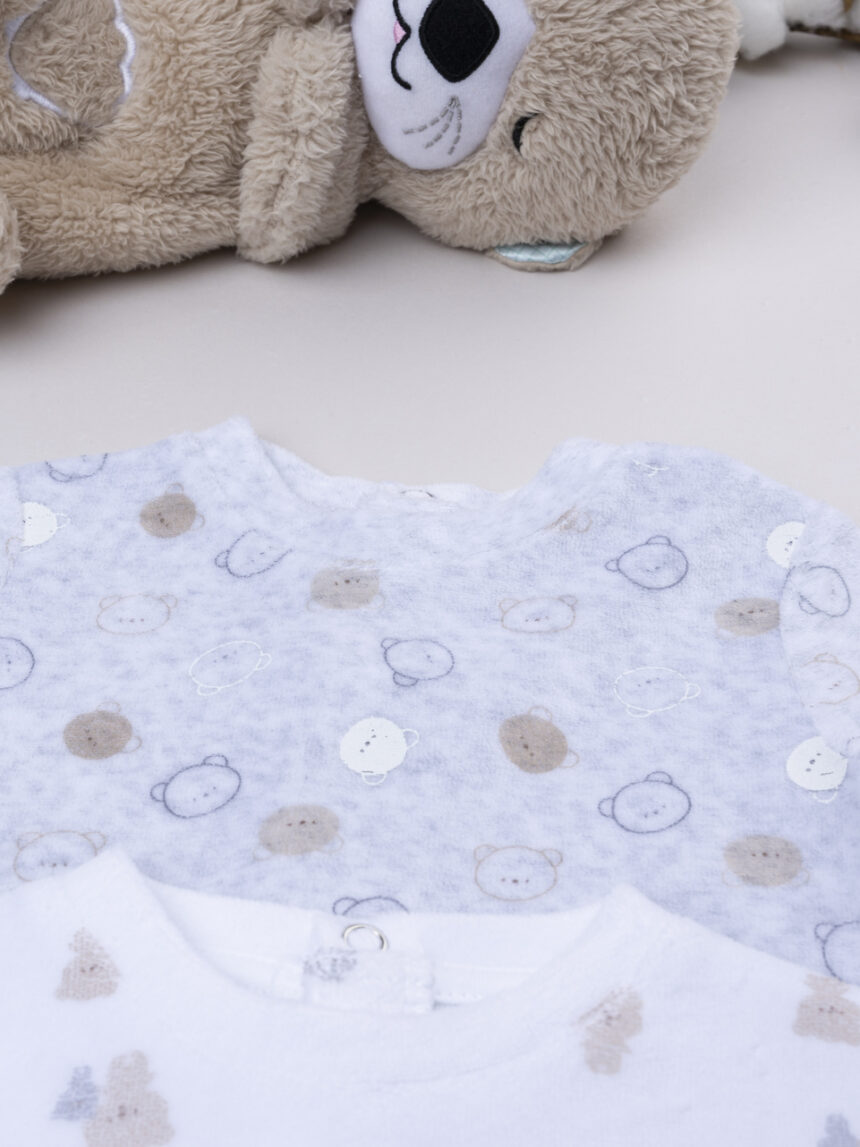 βρεφικά φορμάκια σενίλ με αρκουδάκια πακέτο x3 για αγόρι - Prénatal