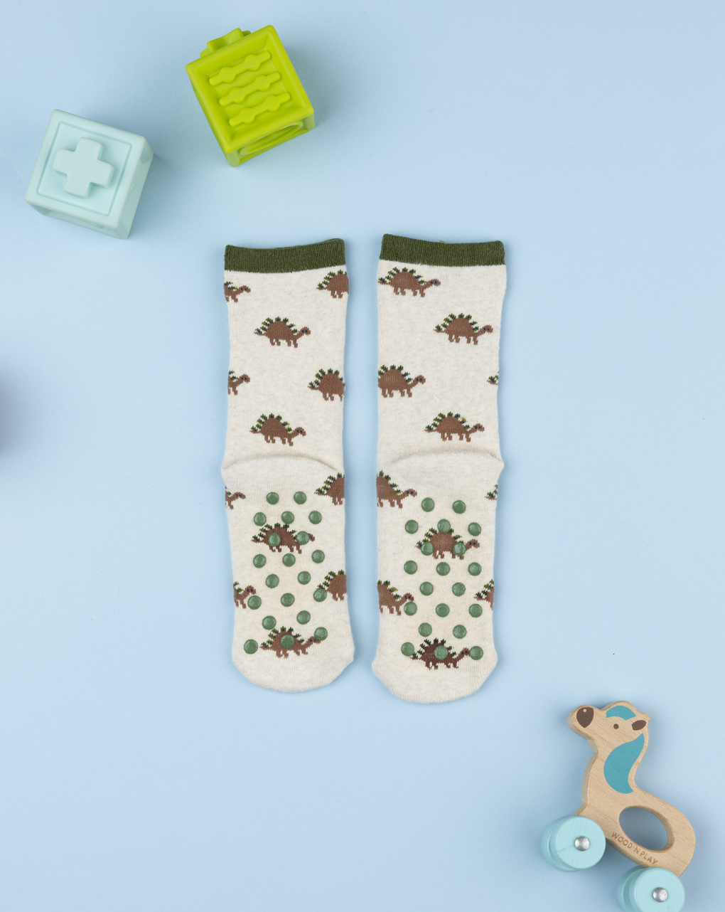 παιδικές αντιολισθητικές κάλτσες με δεινόσαυρο για αγόρι - Prénatal
