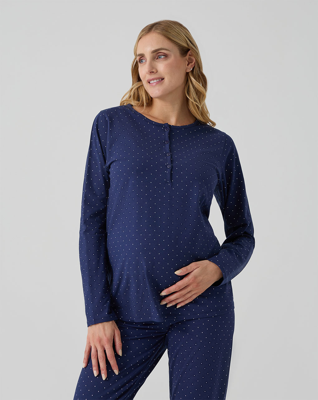 γυναικεία πιτζάμα εγκυμοσύνης/θηλασμού μπλε πουά - Prénatal