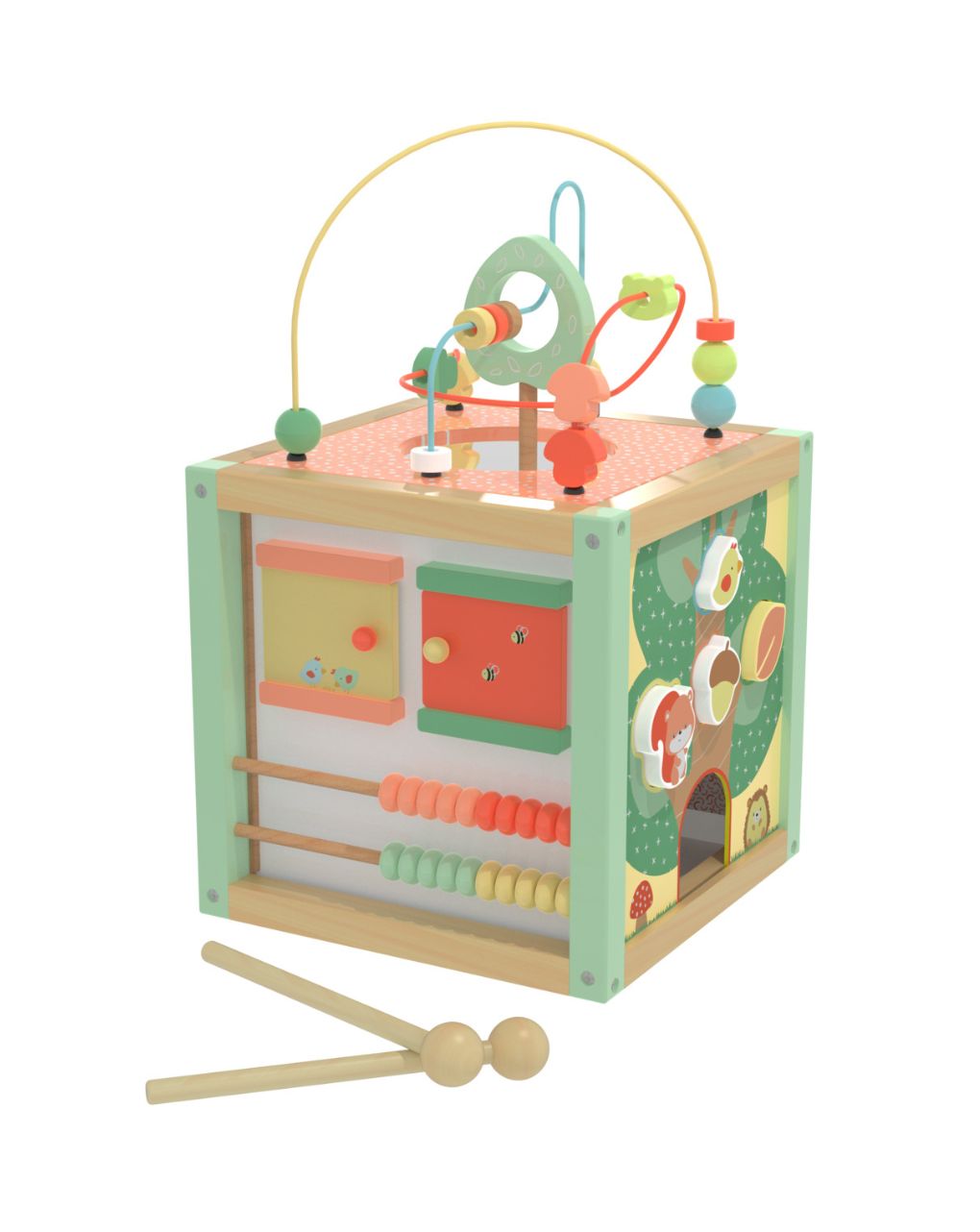 Wood ’n play maxi ξύλινος κύβος δραστηριοτήτων 18m+