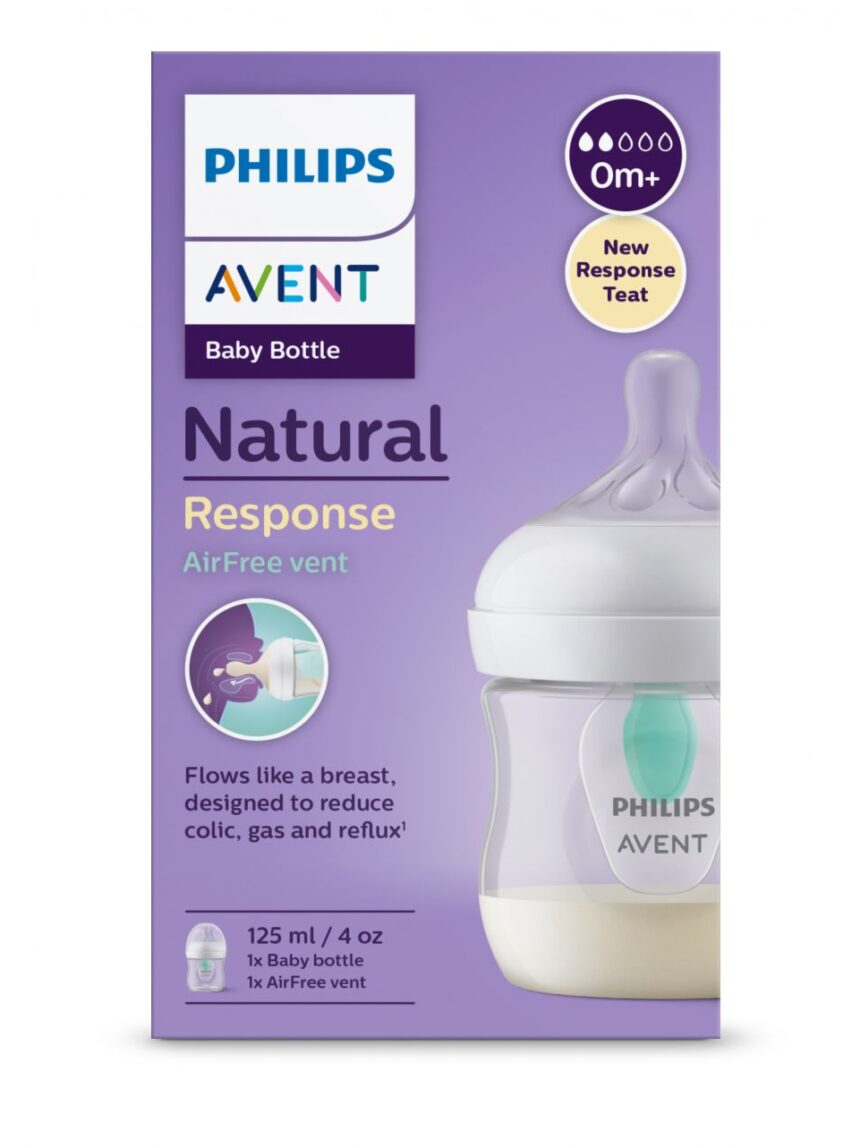 Philips avent πλαστικό μπιμπερό natural response με airfree vent 125ml 0m+ scy670/01 - Philips Avent