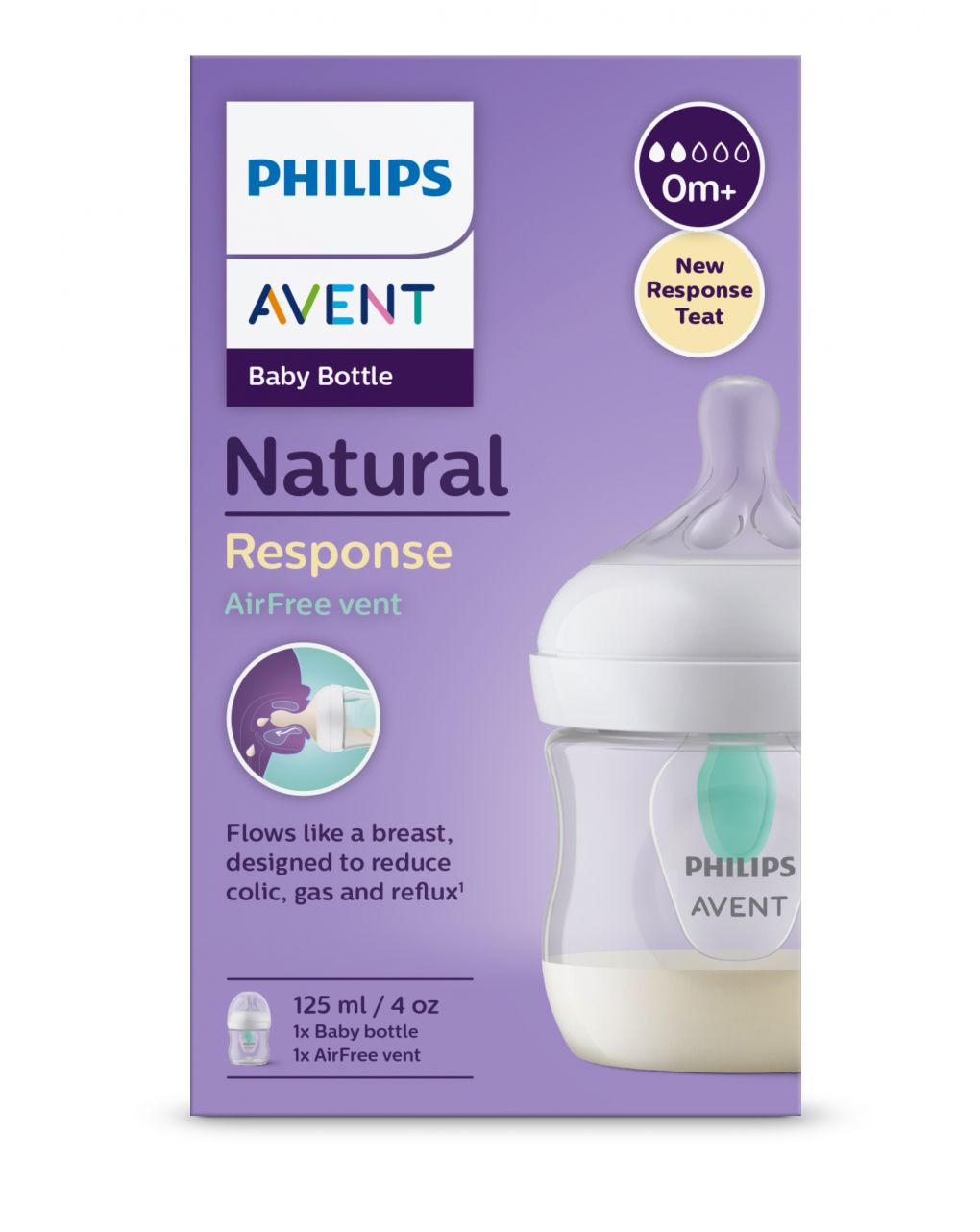 Philips avent πλαστικό μπιμπερό natural response με airfree vent 125ml 0m+ scy670/01 - Philips Avent