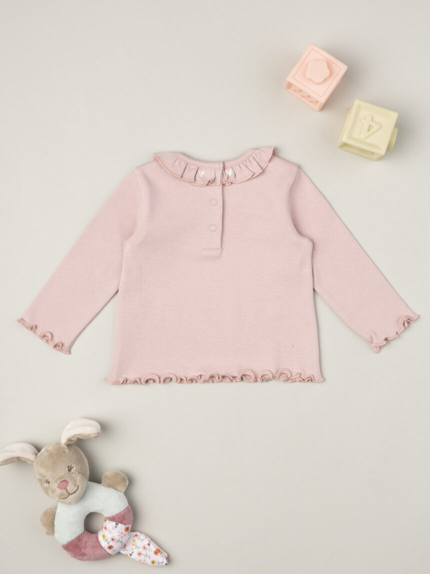 βρεφική μπλούζα ροζ με βολάν για κορίτσι - Prénatal