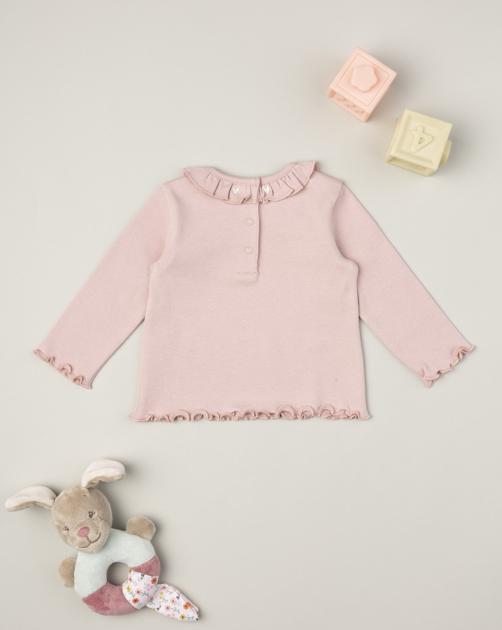 βρεφική μπλούζα ροζ με βολάν για κορίτσι - Prénatal