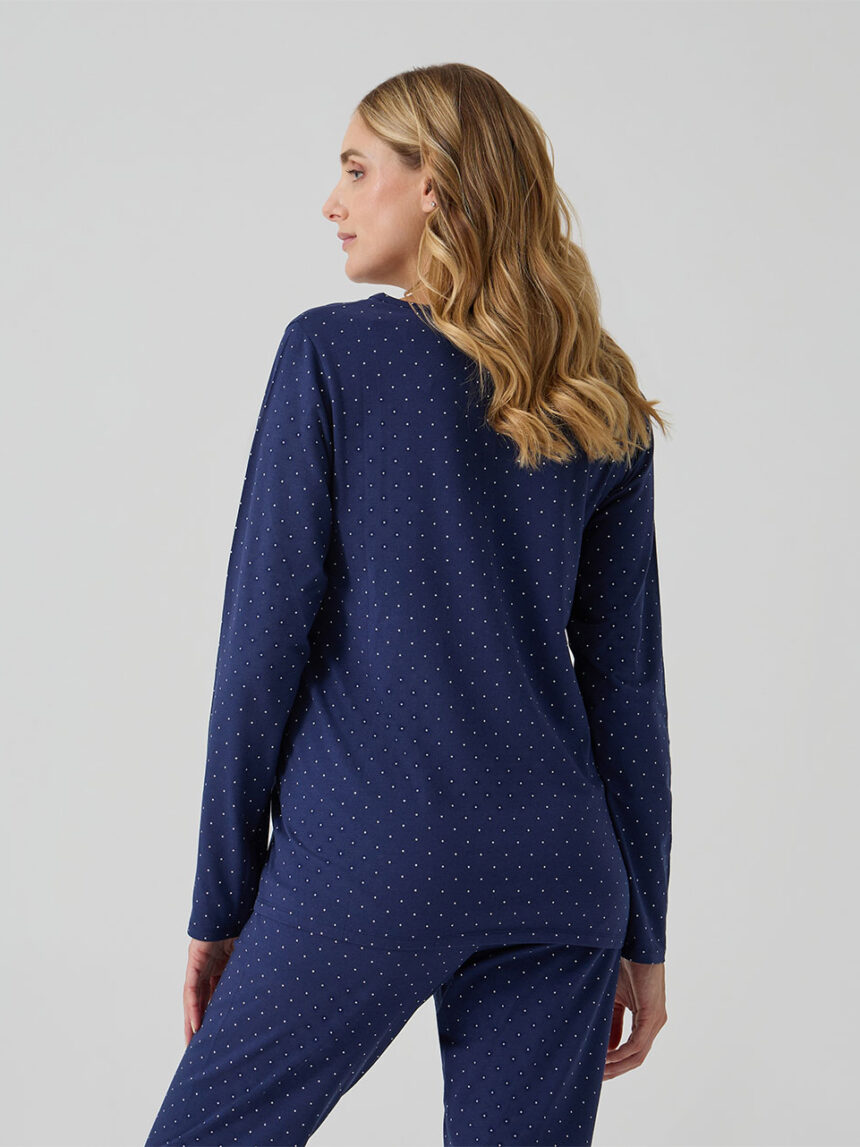 γυναικεία πιτζάμα εγκυμοσύνης/θηλασμού μπλε πουά - Prénatal