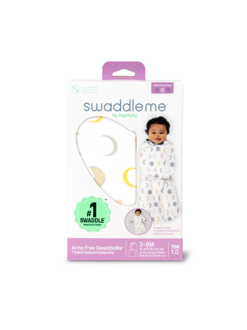 Swaddleme™ by ingenuity™  πάνα αγκαλιάς arms free convertible swaddle luna 1.0 tog 3-6m 17062 - Swaddleme