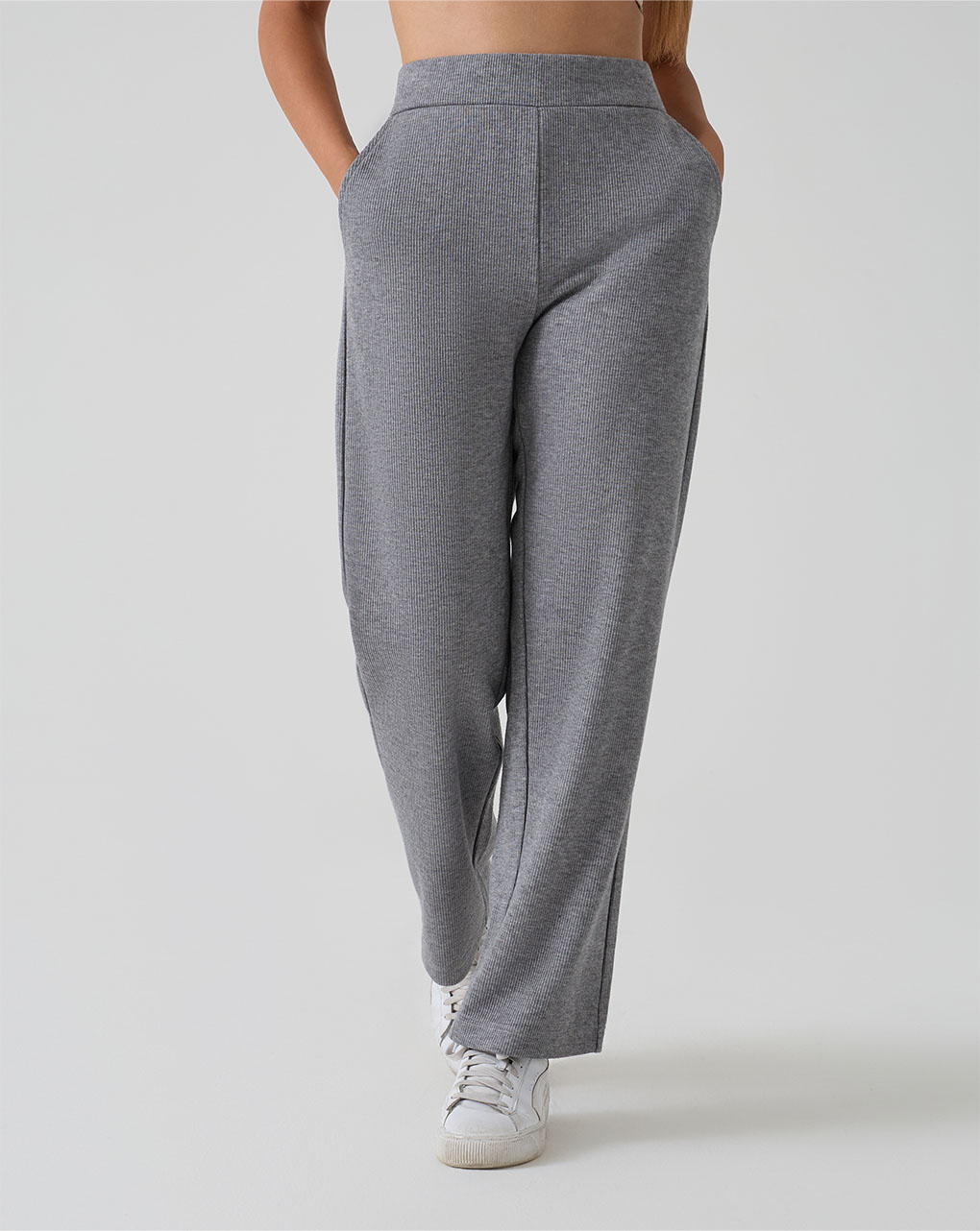 γυναικείο παντελόνι πλεκτό εγκυμοσύνης palazzo γκρι - Prénatal