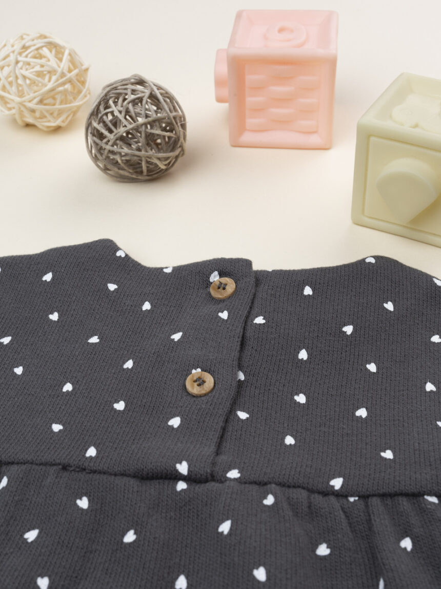 βρεφική μπλούζα πλεκτή γκρι με καρδούλες για κορίτσι - Prénatal