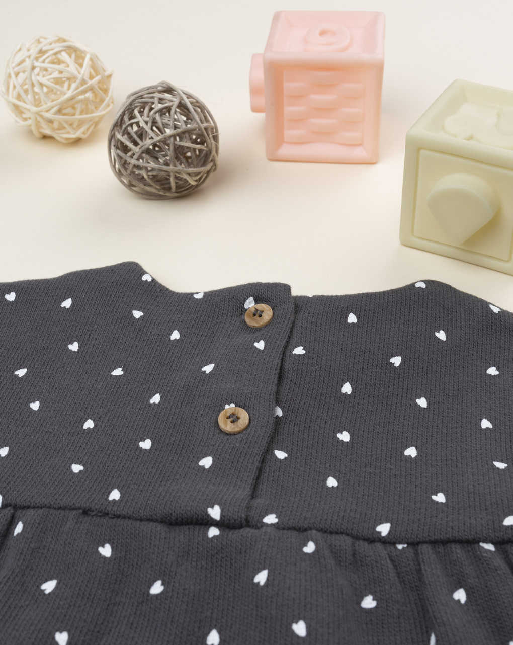 βρεφική μπλούζα πλεκτή γκρι με καρδούλες για κορίτσι - Prénatal