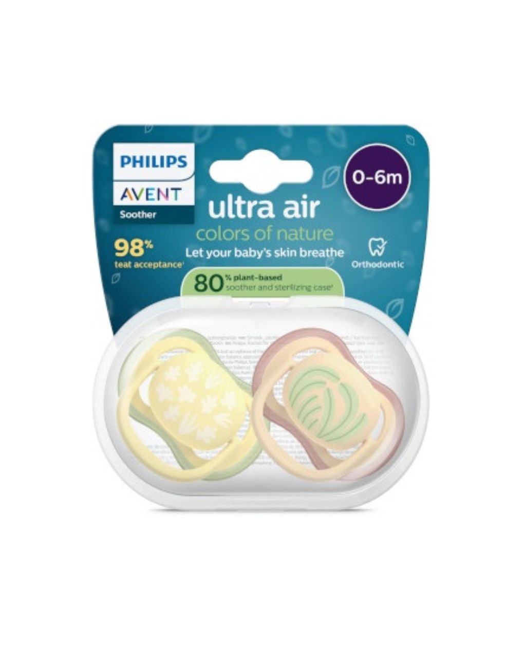 Philips avent ultra air πιπίλες σιλικόνης 2τμχ 0-6m yellow/orange leaves scf087/08 - Philips Avent