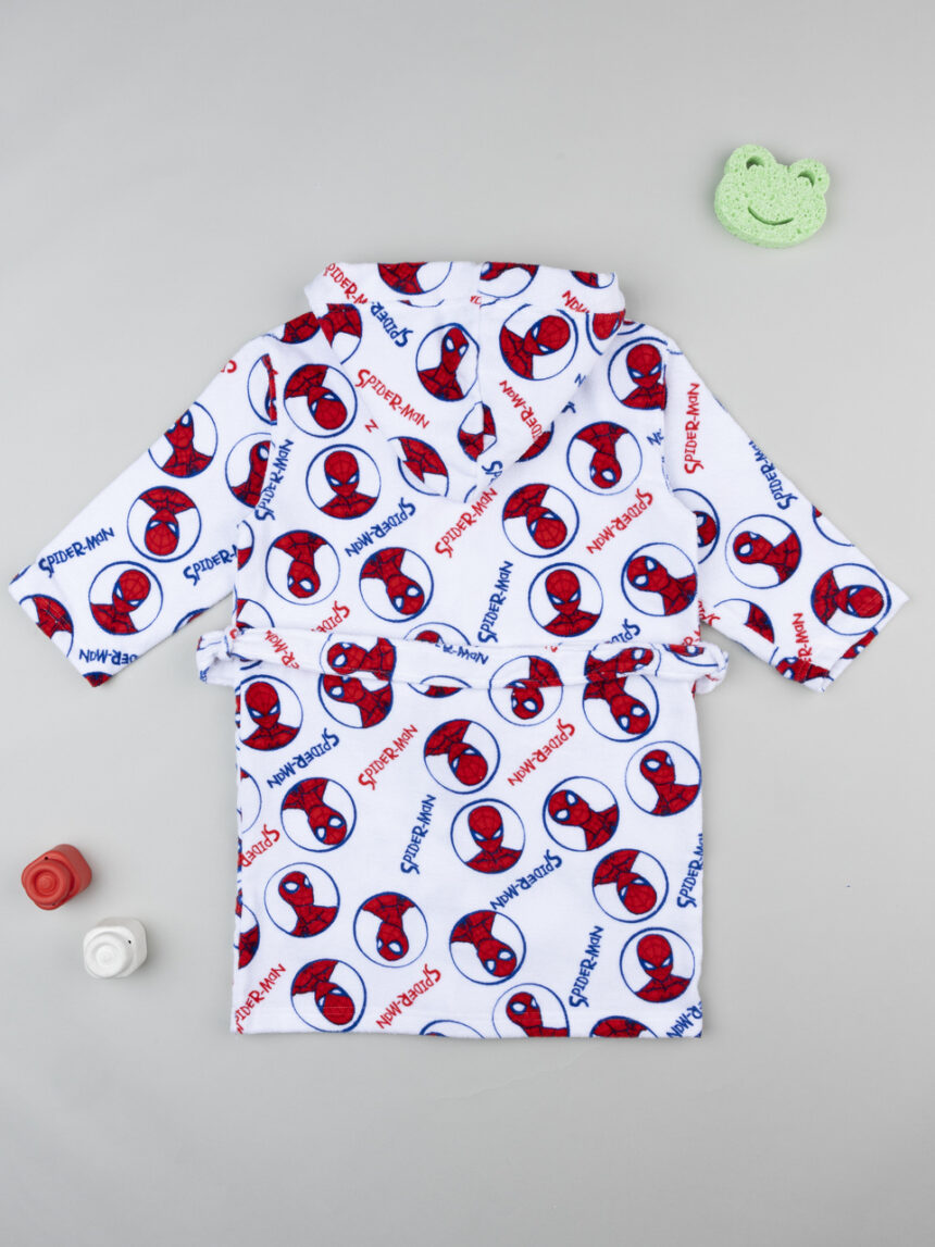 παιδικό μπουρνούζι σενίλ λευκό spiderman για αγόρι - Prénatal