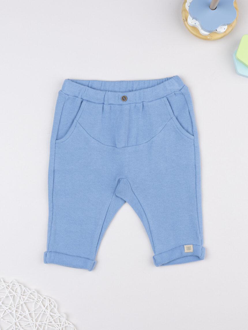 βρεφικό παντελόνι πλεκτό γαλάζιο για αγόρι - Prénatal